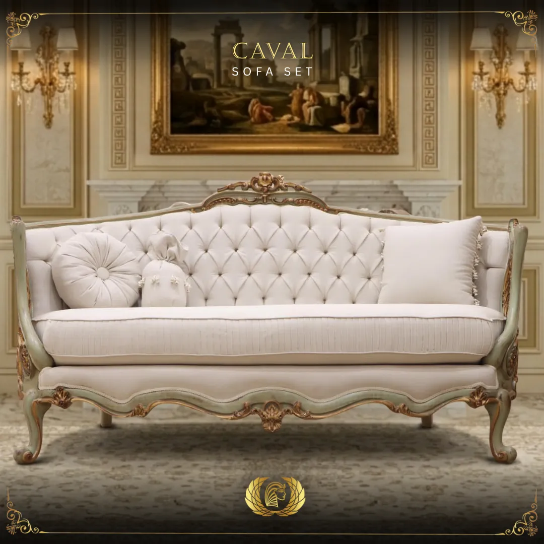 Handmade Caval White Loveseat | Mobilia Cleopatra 3 Caval White Sofa Set