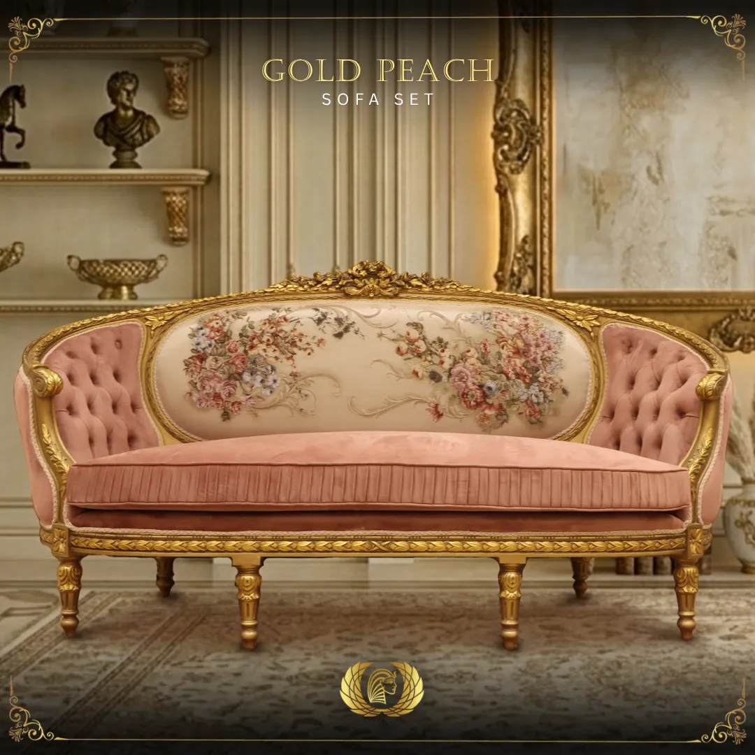 Handmade Gold Peach Galaxy Sofa | Mobilia Cleopatra 3 Gold-Peach-Sofa-Set-