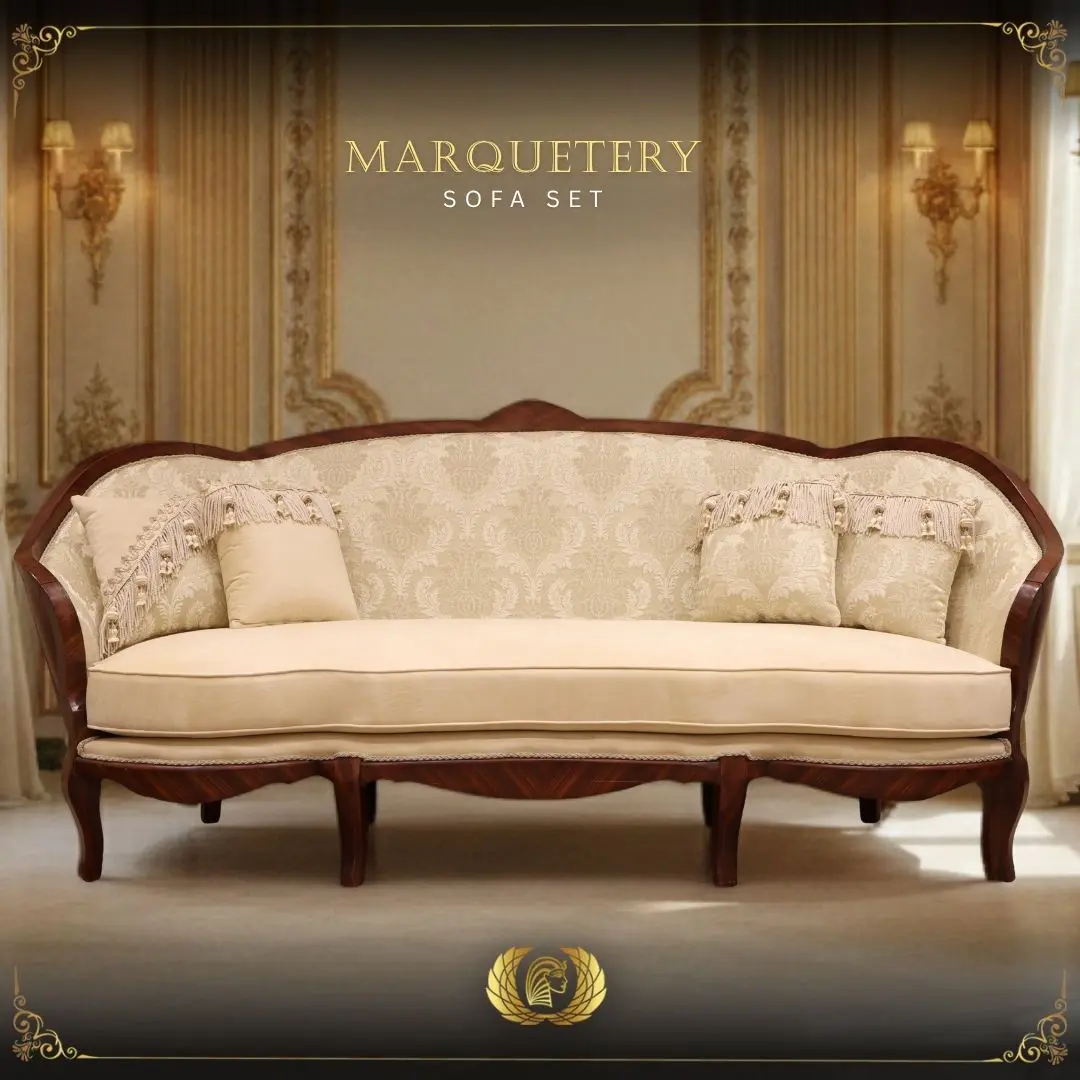Handmade Marquetery Beige Sofa | Mobilia Cleopatra 3 MARQUETERY SOFA SET (14)