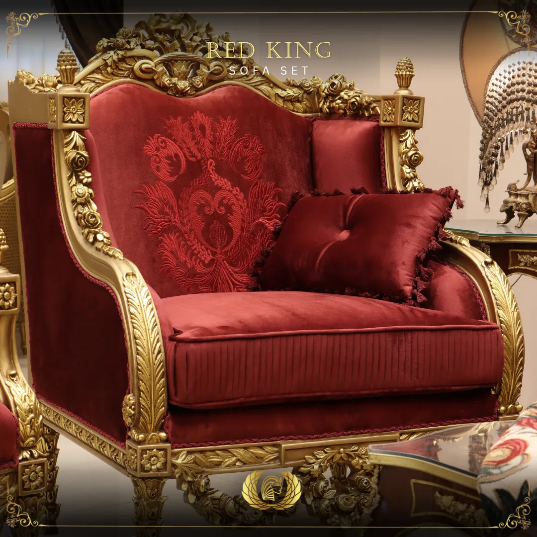 Handmade Red King Chair 1 | Mobilia Cleopatra 3 Red King Chair 2