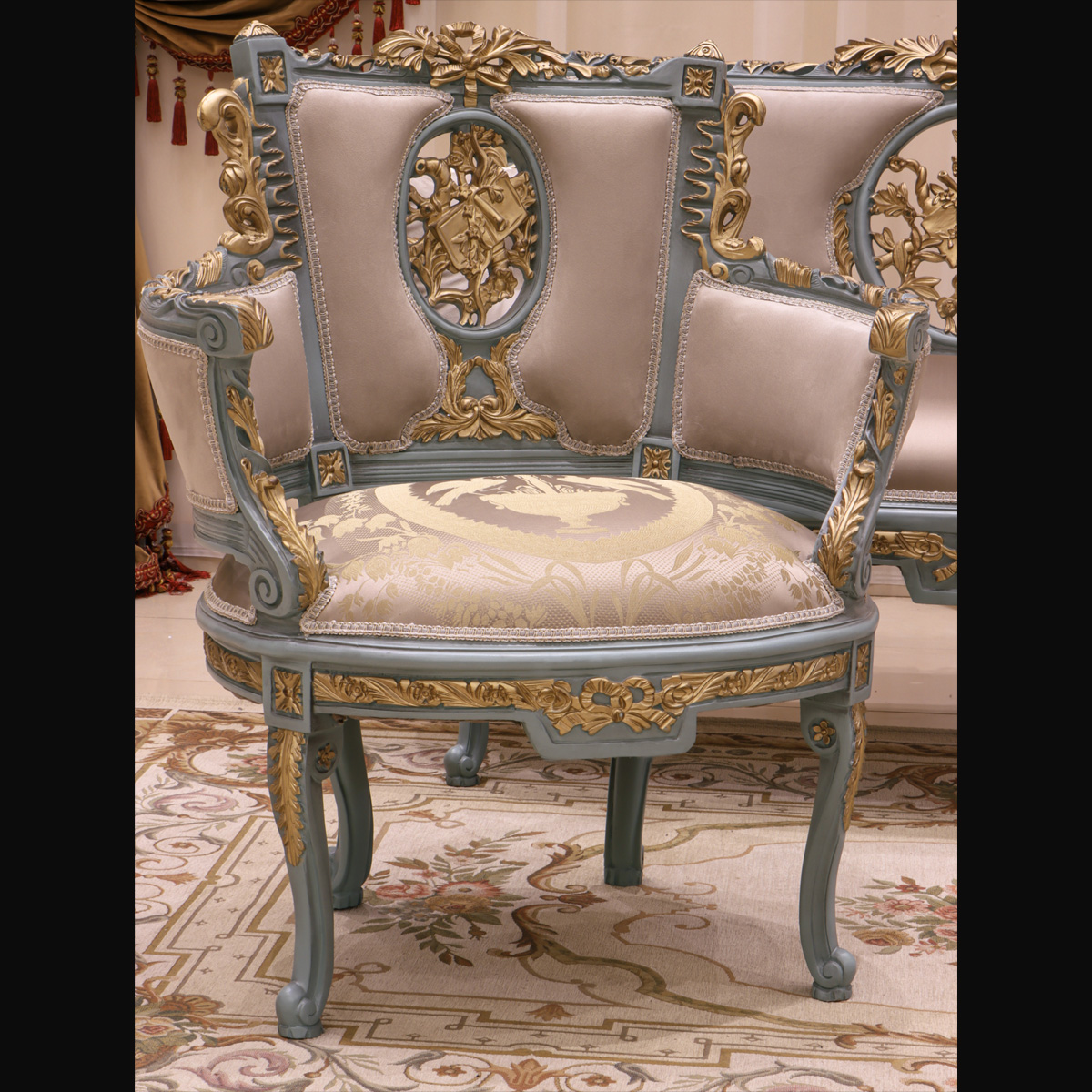 Handmade Antique Gold Chair | Mobilia Cleopatra 3 Handmade Antique Gold Chair - Image 1
