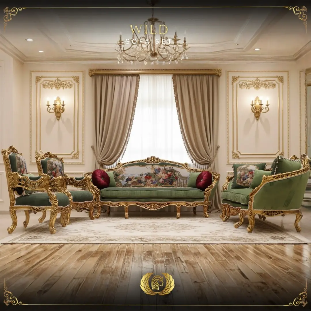 Handmade Wild Green Sofa Set | Mobilia Cleopatra 3 wild sofa set (3)