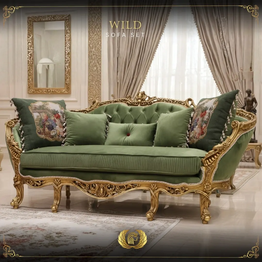 Handmade Wild Green Loveseat | Mobilia Cleopatra 3 wild sofa set (6)