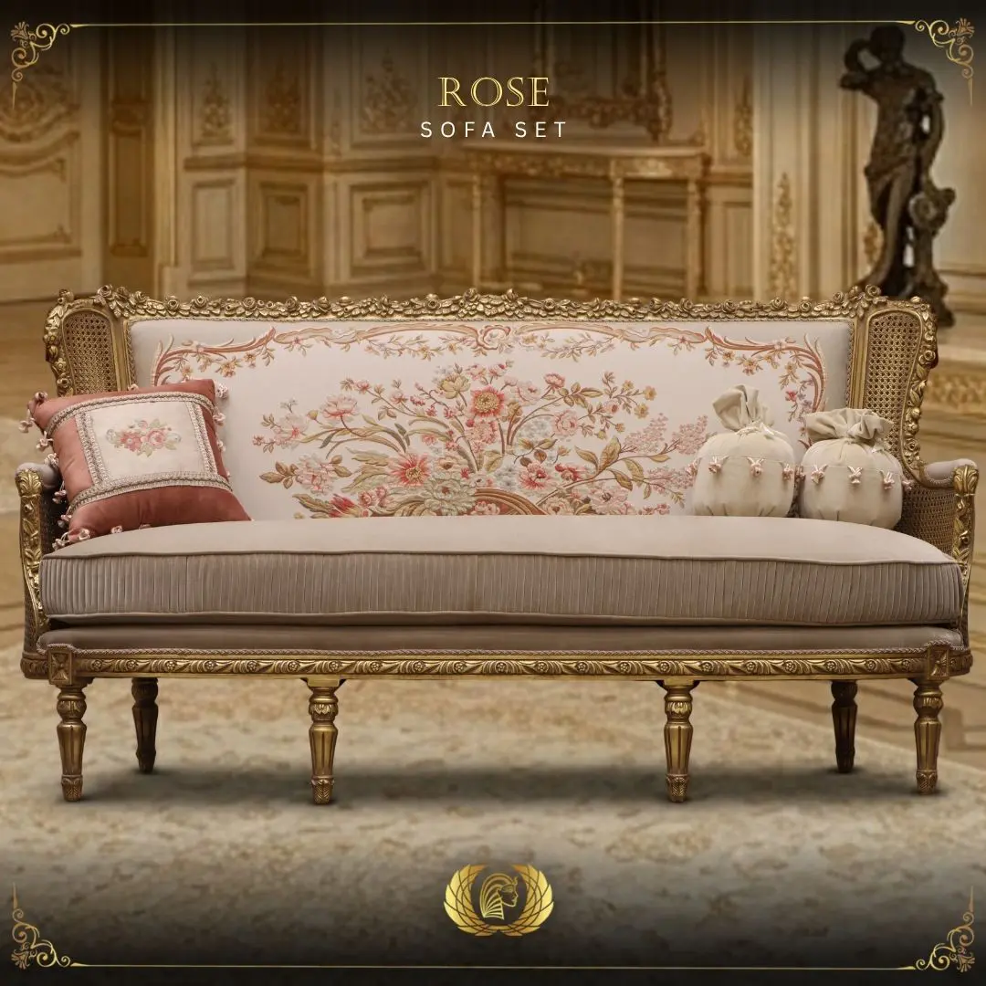 Handmade Beige Rose Sofa | Mobilia Cleopatra 3 Handmade Beige Rose Sofa - Image 1