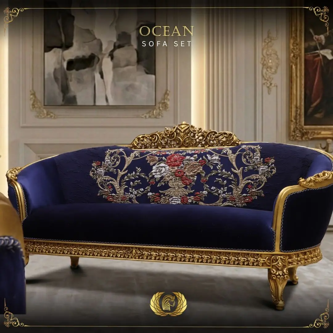 Handmade Ocean Blue Loveseat | Mobilia Cleopatra 3 Handmade Ocean Blue Loveseat - Image 1