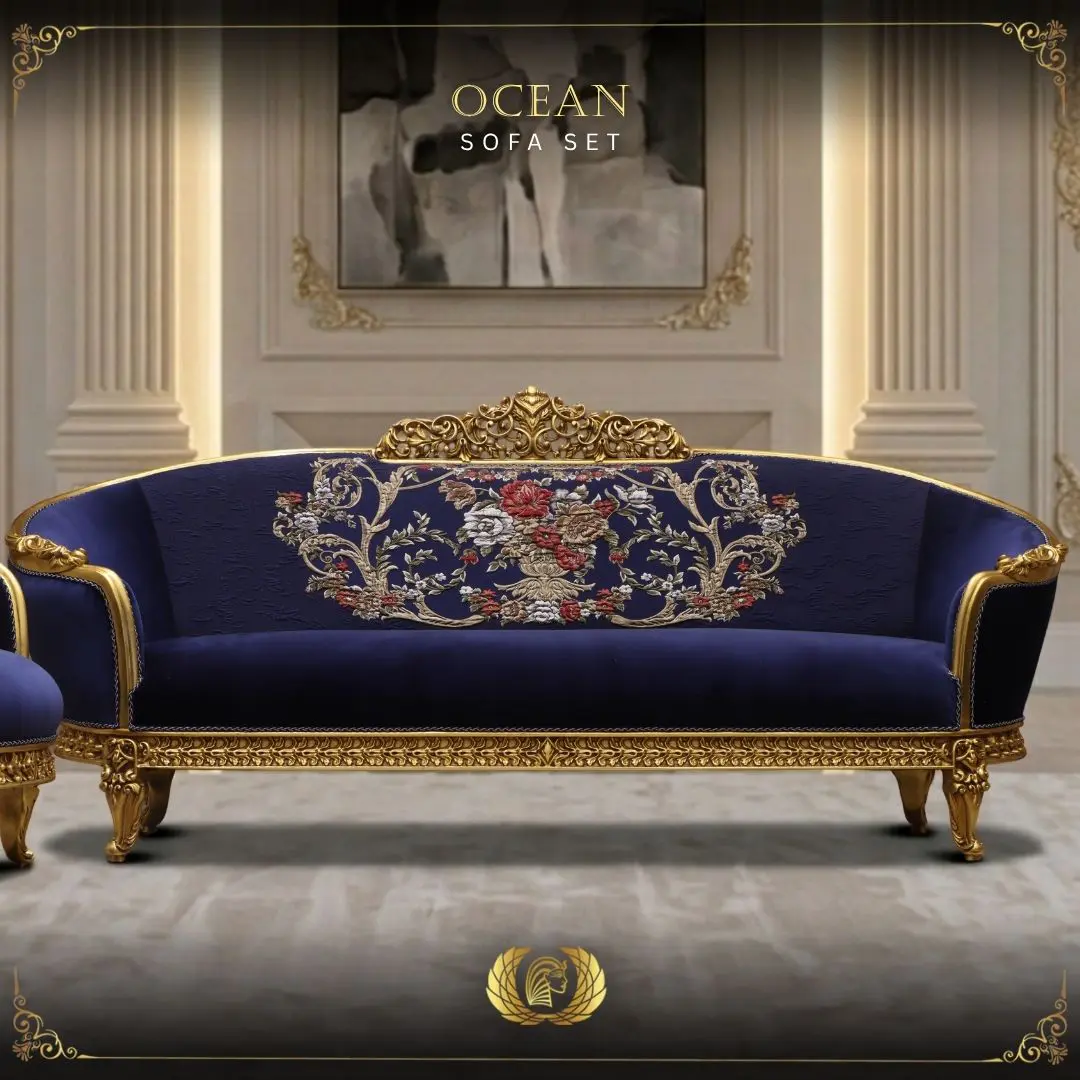 Handmade Ocean Blue Sofa | Mobilia Cleopatra 3 Handmade Ocean Blue Sofa - Image 1