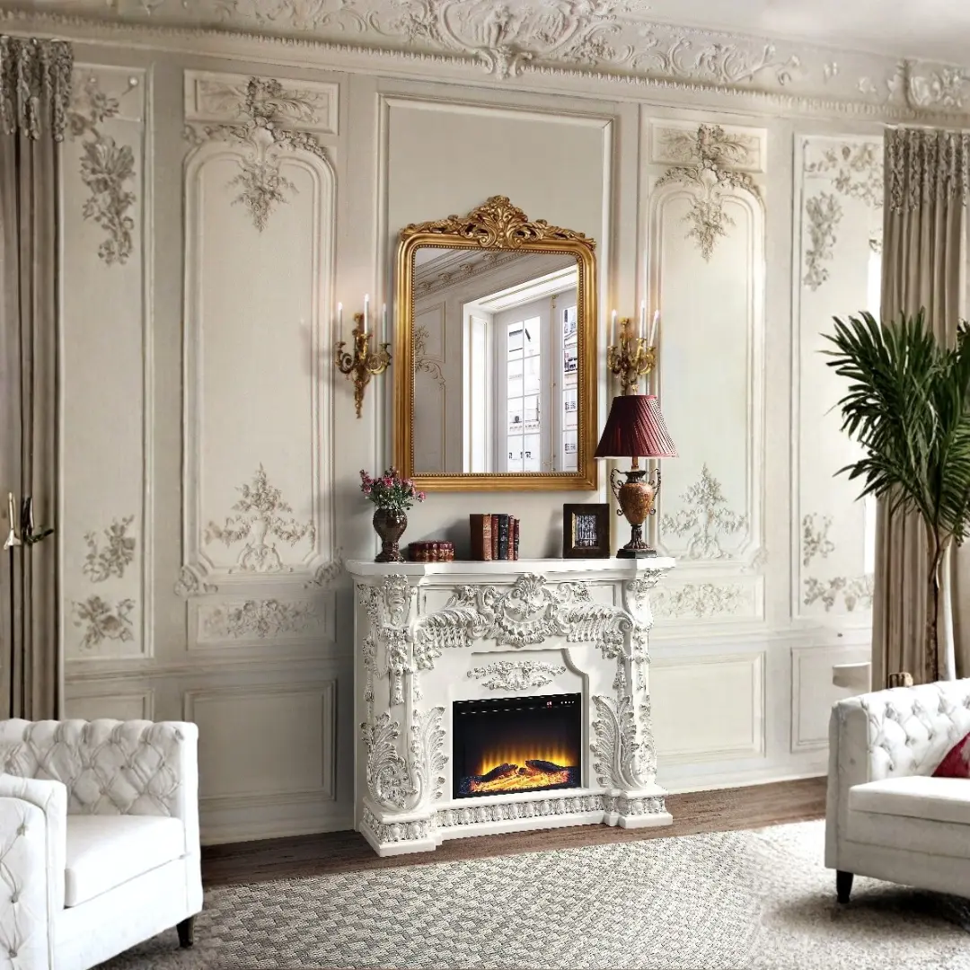 Adara White Wooden Led Electric Fireplace By Acme | Mobilia Cleopatra 3 White Wooden LED Electric Fireplace