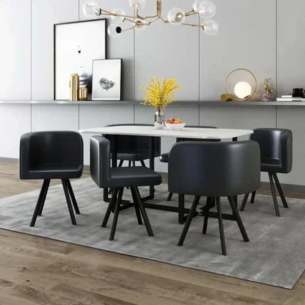 800 White Marble Dining Table Set For 6 Chairs by Artisan furniture - Image 2