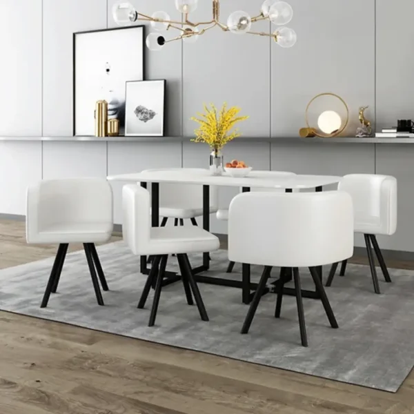 800 White Marble Dining Table Set For 6 Chairs by Artisan furniture - Image 3