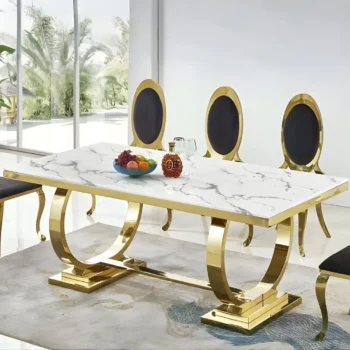 RDT316GM White Dining Table with Marble Top by Artisan Furniture