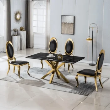 DT202GMB Marble Stainless Steel Dining Room Table Base by Artisan Furniture