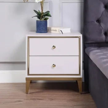 NS003IV White and Gold Nightstand by Artisan Furniture