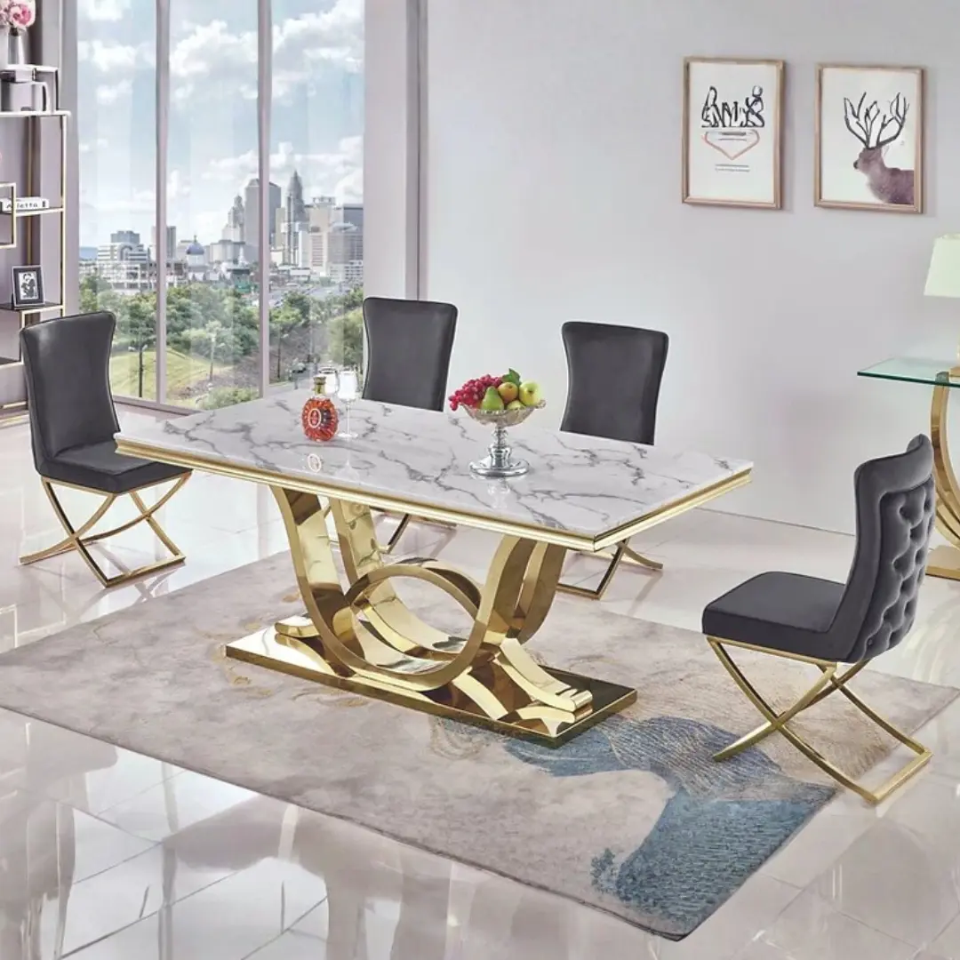 Rdt315Gm Marble Top Dining Table By Artisan Furniture | Mobilia Cleopatra 3 RDT315GM Marble Top Dining Table by Artisan Furniture - Image 1