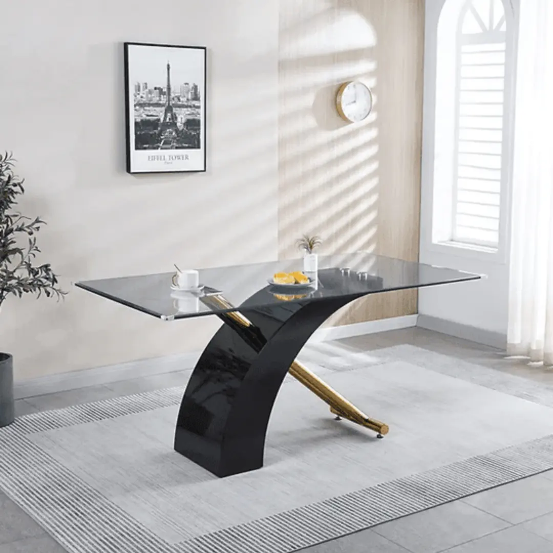Rdt319 Tempered Glass Dining Room Table By Artisan Furniture | Mobilia Cleopatra 3 RDT319 Tempered Glass Dining Room Table by Artisan Furniture - Image 1