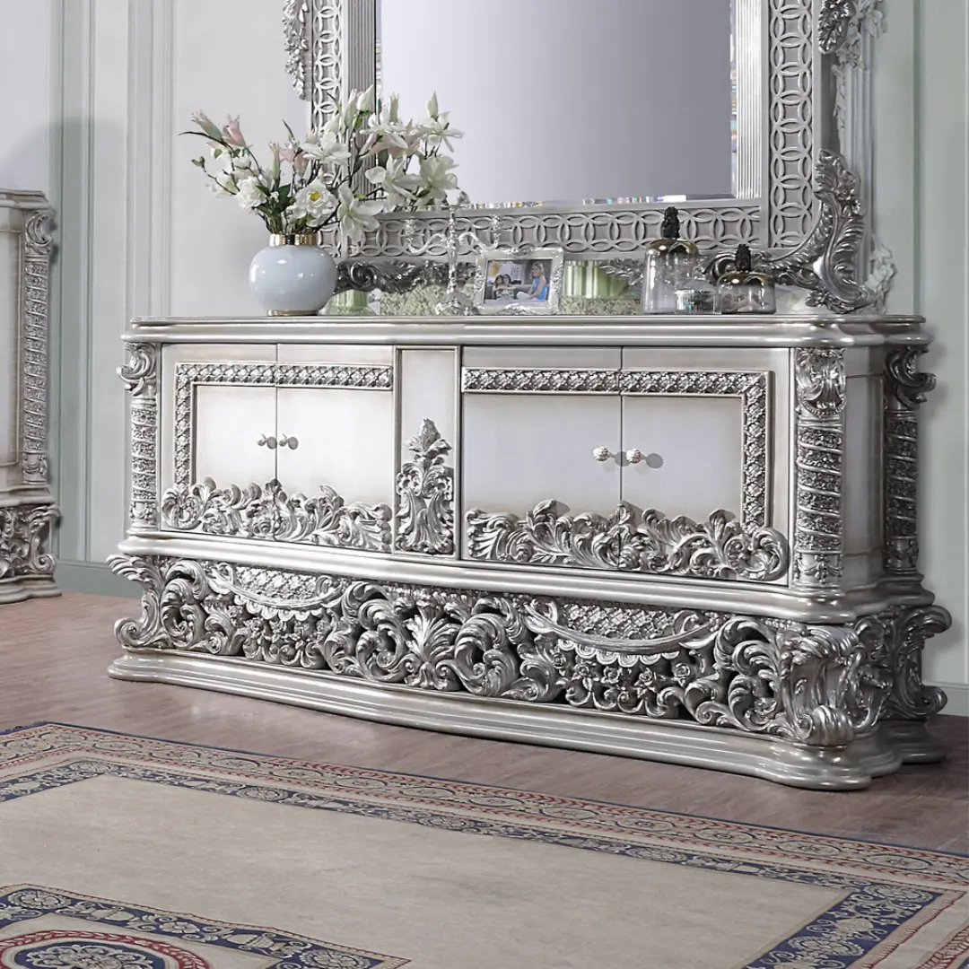 Valkyrie Platinum Dresser By Acme | Mobilia Cleopatra 3 Platinum Dresser