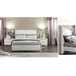 High Gloss Lacquer Onda Legno White Bed with Led Lights