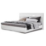 High Gloss Lacquer Onda Legno White Bed with Led Lights