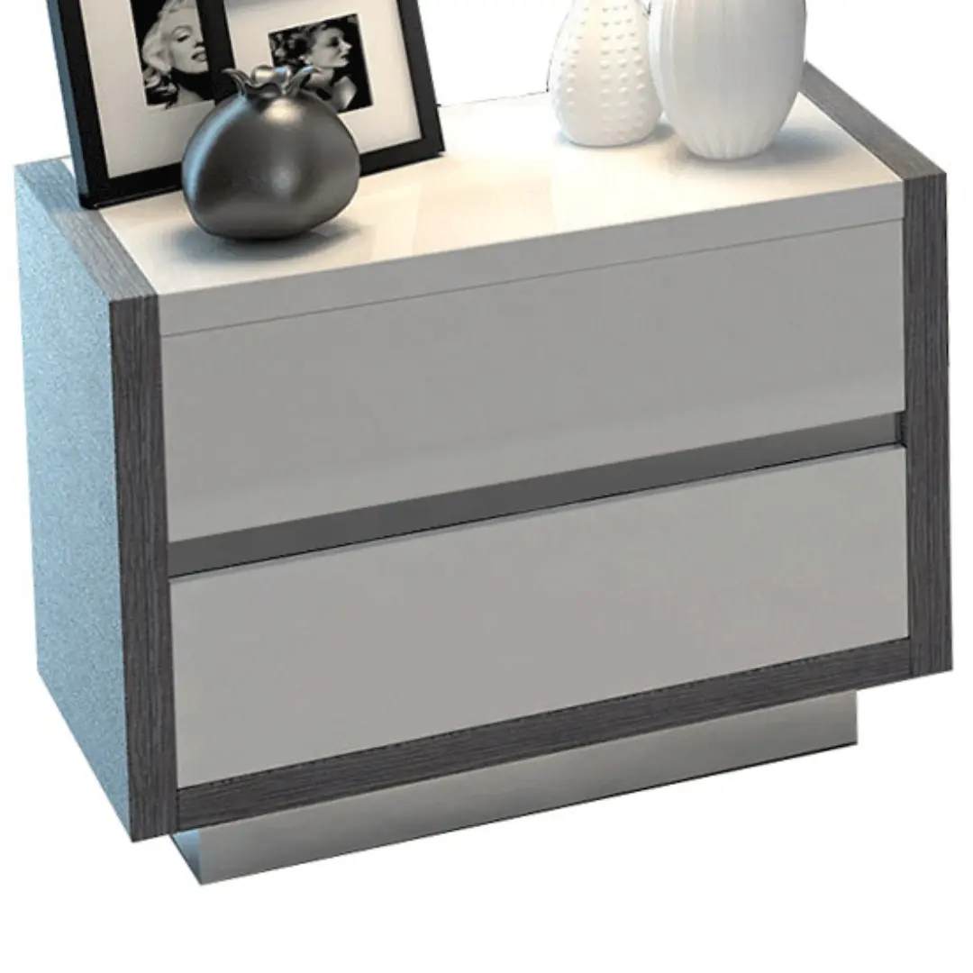 High Gloss Lacquer Mangano Nightstand By Esf Furniture | Mobilia Cleopatra 3 High Gloss Lacquer Mangano Nightstand