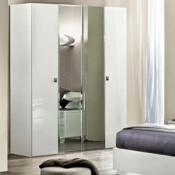 High Gloss Lacquer, Shiny Onda 4 Door Wardrobe White