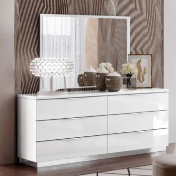 High Gloss Lacquer Onda Dresser/Chest White