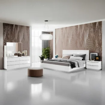 High Gloss Lacquer Onda White Nightstand
