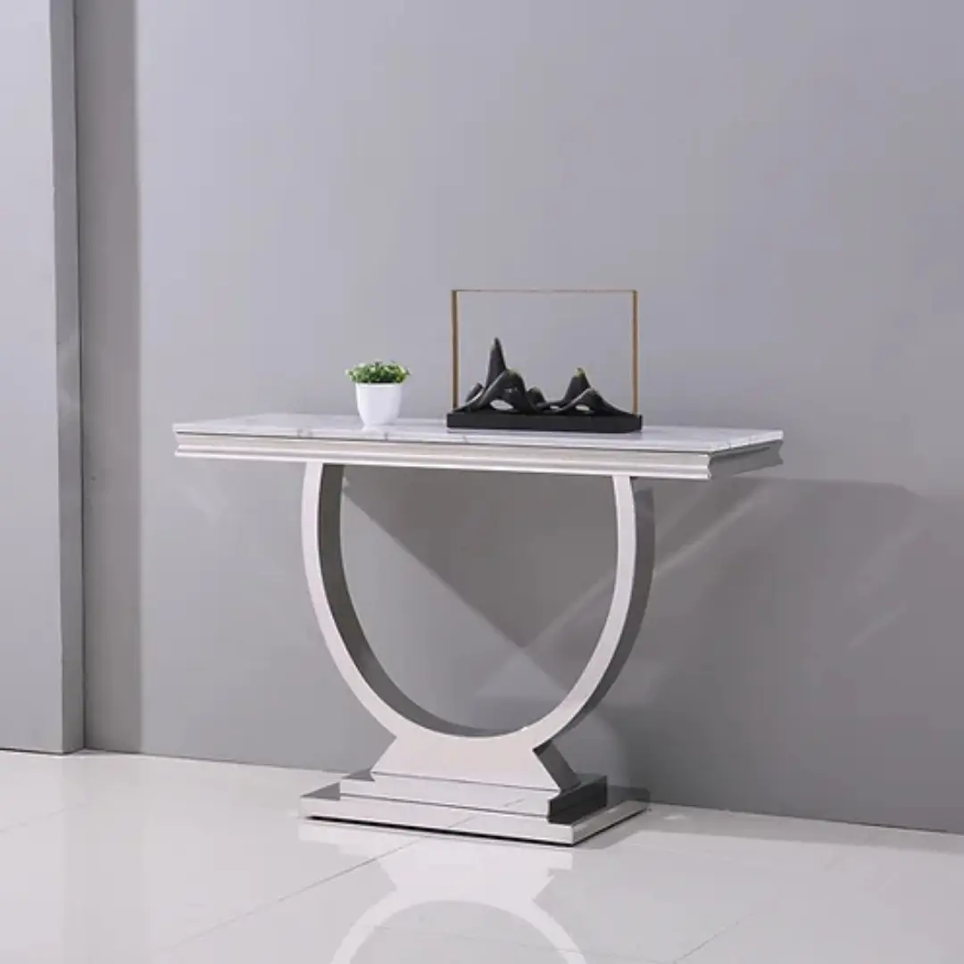 White Marble Console Table St316Sm By Artisan Furniture | Mobilia Cleopatra 3 White Marble Console Table ST316SM by Artisan Furniture - Image 1
