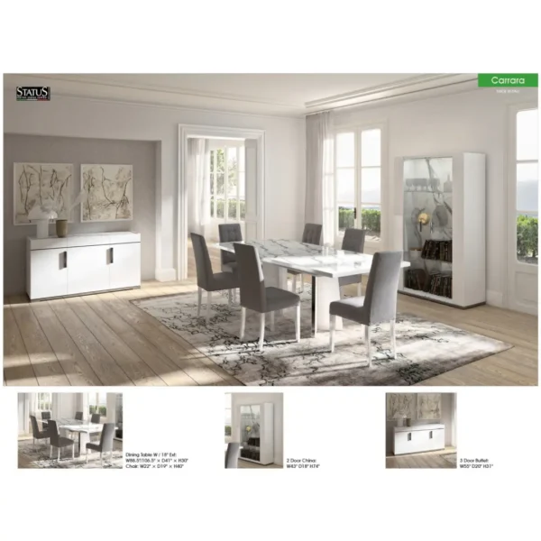 High Gloss Lacquer Carrara Dining Set