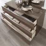 High Gloss Lacquer Platinum Legno Bedroom Set Silver Birch