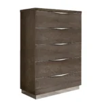 High Gloss Lacquer Platinum Legno Dressers and Mirror Silver Birch