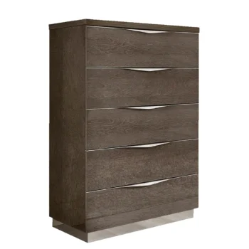 High Gloss Lacquer Platinum Legno Dressers and Mirror Silver Birch