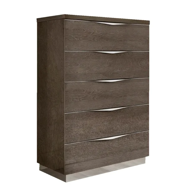 High Gloss Lacquer Platinum Legno Dressers and Mirror Silver Birch