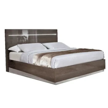 High Gloss Lacquer Platinum Legno Bed Silver Birch