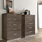 High Gloss Lacquer Platinum Legno Chest Silver Birch