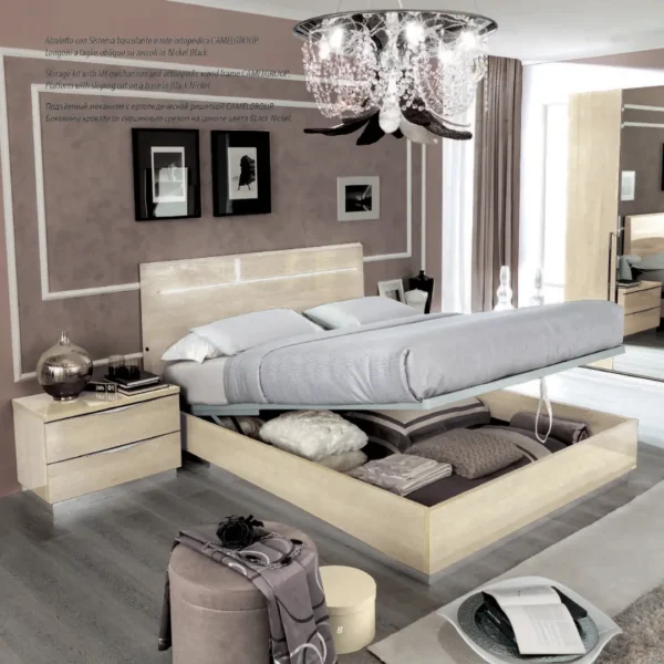 High Gloss Lacquer Platinum Legno Bedroom Set Ivoty Betullia Sabbia
