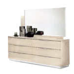 High Gloss Lacquer Platinum Legno Double Dresser/Single Dresser/Mirror Ivory
