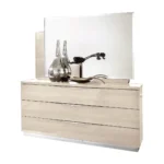 High Gloss Lacquer Platinum Legno Double Dresser/Single Dresser/Mirror Ivory