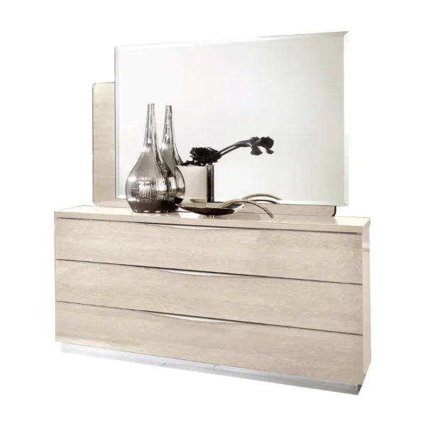 High Gloss Lacquer Platinum Legno Double Dresser/Single Dresser/Mirror Ivory