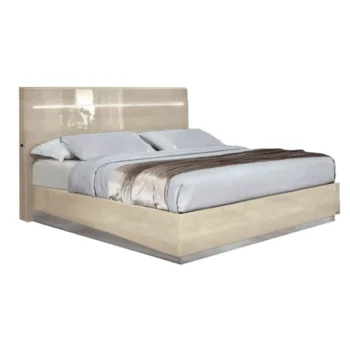 High Gloss Lacquer Platinum Legno Bed Ivory Betullia