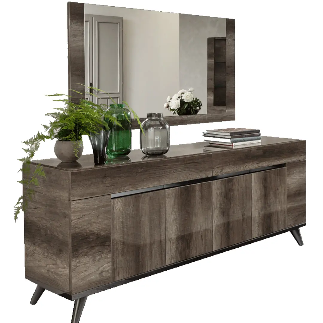 High Gloss Lacquer Medea Buffet With Mirror By Esf Furniture | Mobilia Cleopatra 3 High Gloss Lacquer Medea Buffet with Mirror