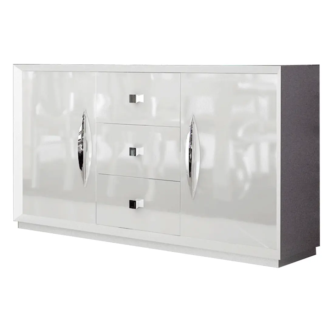 High Gloss Lacquer Carmen Buffet White By Esf Furniture | Mobilia Cleopatra 3 High Gloss Lacquer Carmen Buffet White