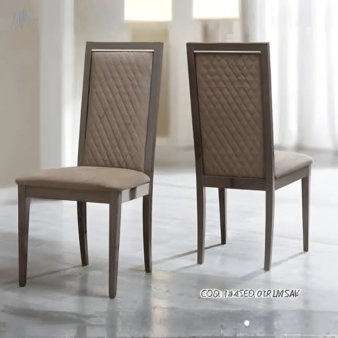 High Gloss Lacquer Platinum Rombi Chair Set Of 2 By Esf Furniture | Mobilia Cleopatra 3 High Gloss Lacquer Platinum Rombi Chair
