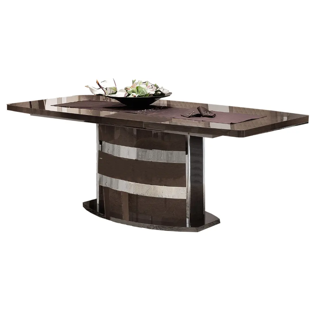 High Gloss Lacquer Platinum Slim Dining Table By Esf Furniture | Mobilia Cleopatra 3 High Gloss Lacquer Platinum Slim Dining Table