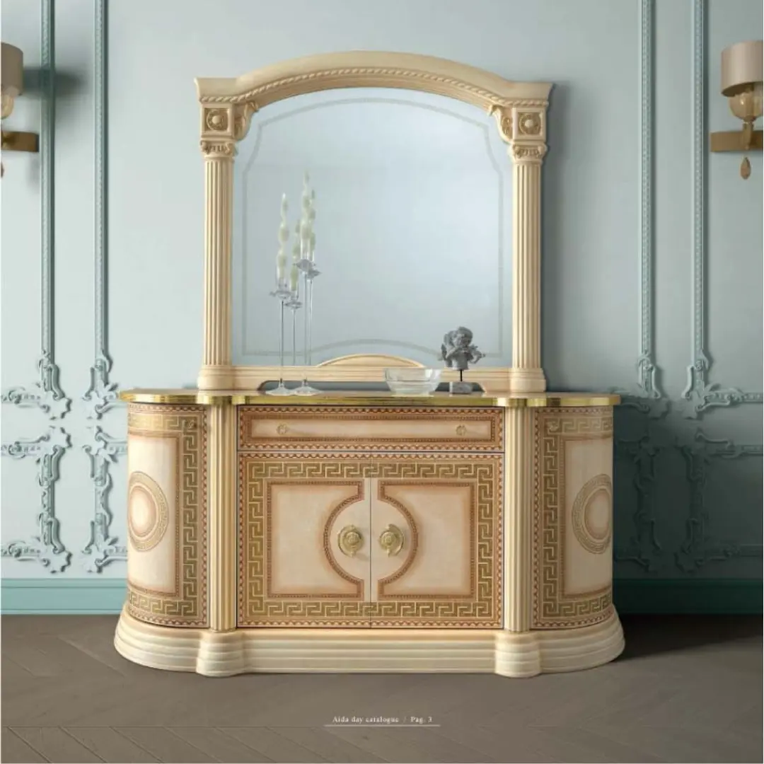 High Gloss Lacquer Aida 4 Door Buffet Ivory By Esf Furniture | Mobilia Cleopatra 3 High Gloss Lacquer Aida 4 Door Buffet Ivory
