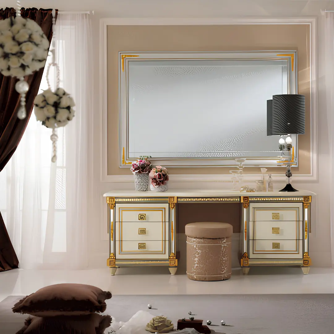 High Gloss Lacquer, Mat Liberty Vanity Dresser By Esf Furniture | Mobilia Cleopatra 3 High Gloss Lacquer, Mat Liberty Vanity Dresser