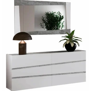 High Gloss Lacquer Alba Dresser with Mirror