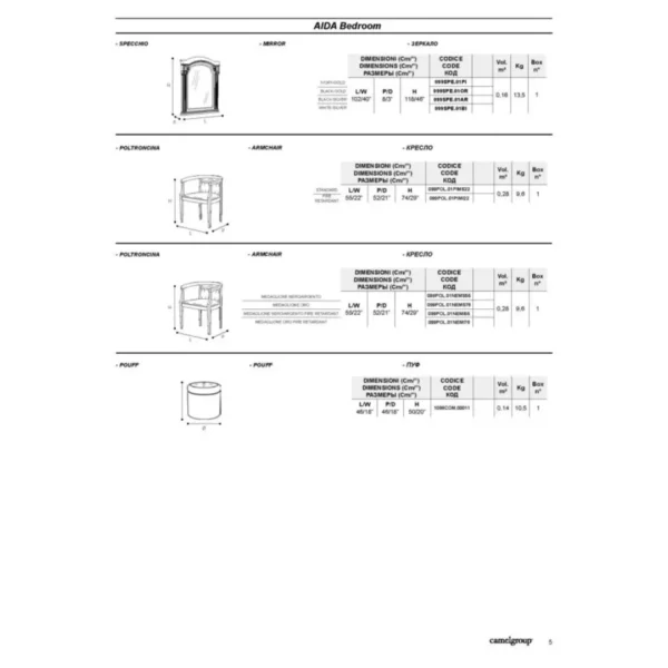 High Gloss Lacquer Aida Bedroom Set, White Silver, Camelgroup Italy