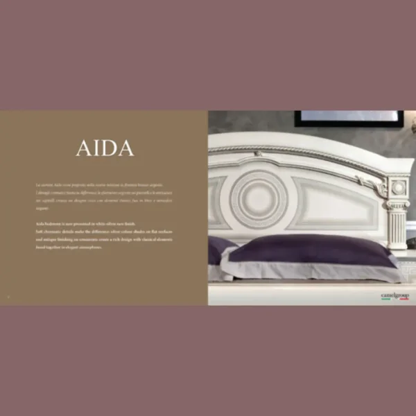 High Gloss Lacquer Aida Bedroom Set, White Silver, Camelgroup Italy