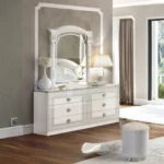 High Gloss Lacquer Aida Bedroom Set, White Silver, Camelgroup Italy