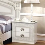 High Gloss Lacquer Aida Bedroom Set, White Silver, Camelgroup Italy