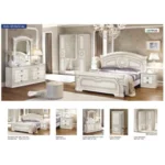 High Gloss Lacquer Aida Bedroom Set, White Silver, Camelgroup Italy